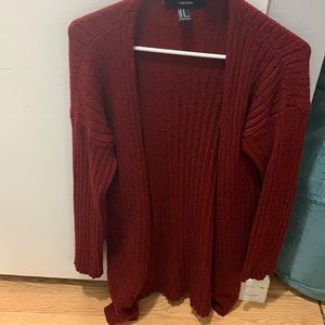 Red sweater cardigan